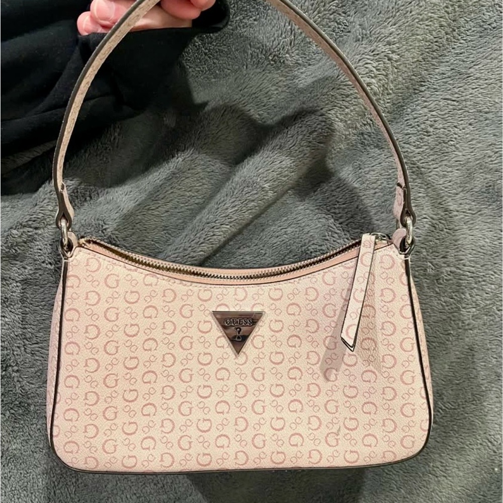 Guess Light Pink Monogram Shoulder Bag